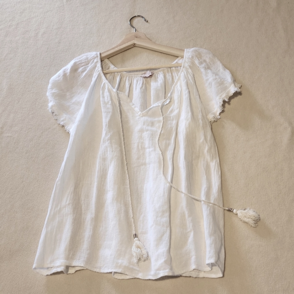 SUNDANCE White Chic Boho  Top
